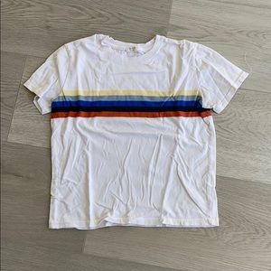 White colorful striped cropped tee shirt